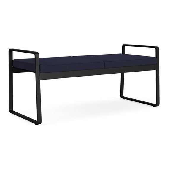 Gansett Reception Waiting Room Healthcare 2-Seat Bench / Black Steel / Navy Blue