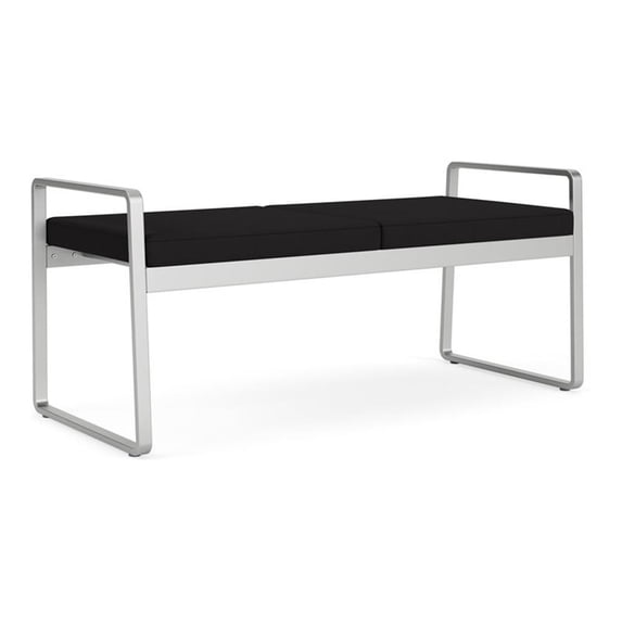 Gansett Reception Waiting Room Healthcare 2-Seat Bench / Silver Steel / Black