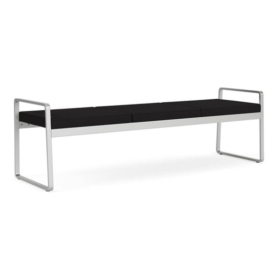 Gansett Reception Waiting Room Healthcare 3-Seat Bench / Silver Steel / Black