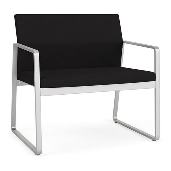 Gansett Reception Waiting Room Healthcare Bariatric Chair / Silver Steel / Black