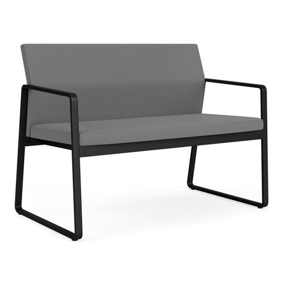 Gansett Reception Waiting Room Healthcare Loveseat / Black Steel / Light Gray