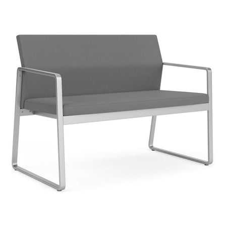 Gansett Reception Waiting Room Healthcare Loveseat / Silver Steel / Light Gray