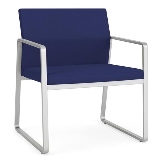 Gansett Reception Waiting Room Oversize Guest Chair / Silver Steel / Blue