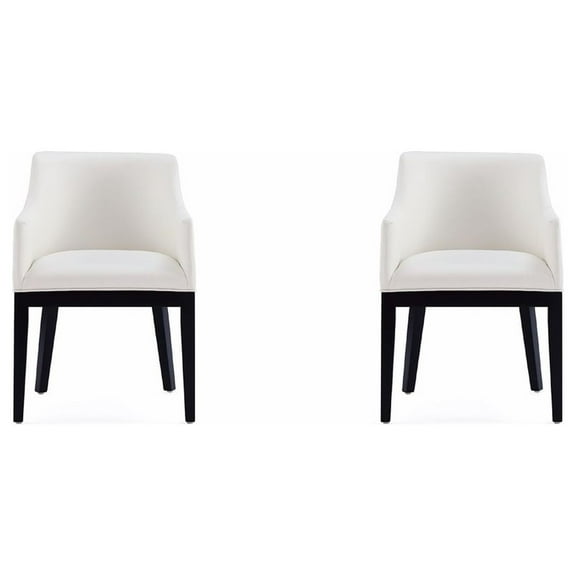 Manhattan Comfort Gansevoort 19.5" Faux Leather Dining Armchair in Cream (2 Pc)