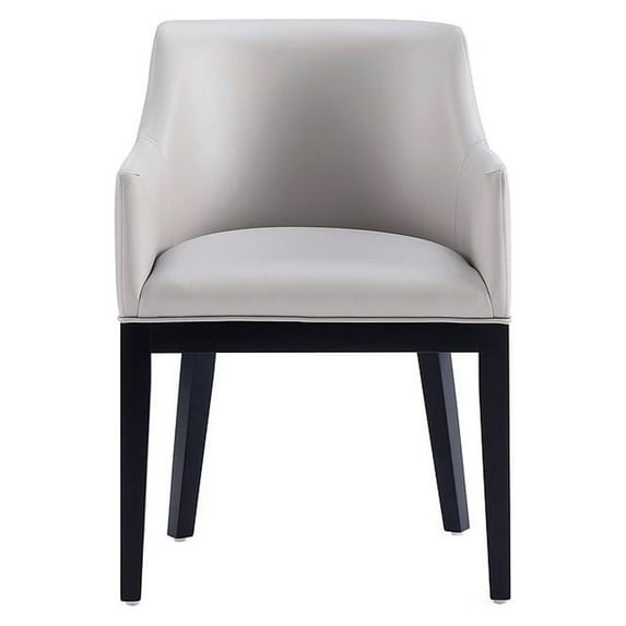 Manhattan Comfort Gansevoort 19.5" Faux Leather Dining Armchair in Light Gray