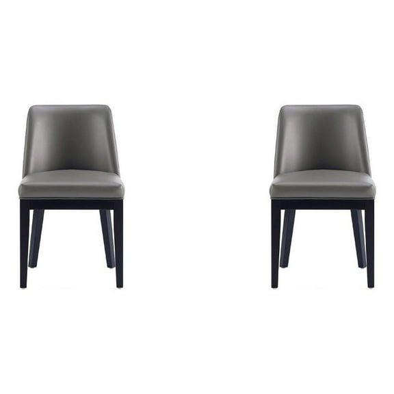 Manhattan Comfort Gansevoort 19.5" Faux Leather Dining Chair - Pebble (Set of 2)