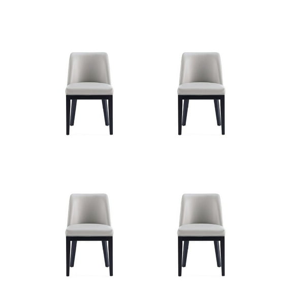 Manhattan Comfort Gansevoort 19.5" Faux Leather Dining Chair in Gray (Set of 4)