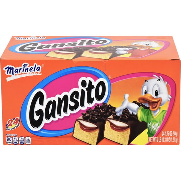 Gansito Filled Snack Cakes, Chocolate & Strawberry Flavor, 24 Count (42.3 oz) Cream Filled Snack Cakes