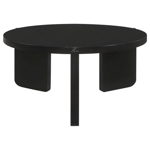Ganso Round Metal Coffee Table with Tempered Glass Top Black