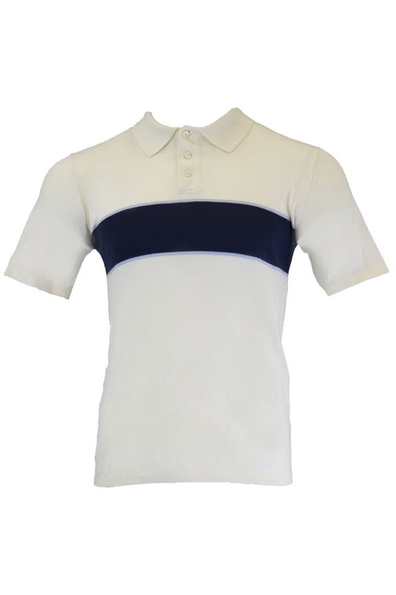 Diamond G Men's Cotton Silk Stripe Polo (89030), Medium, Nature White