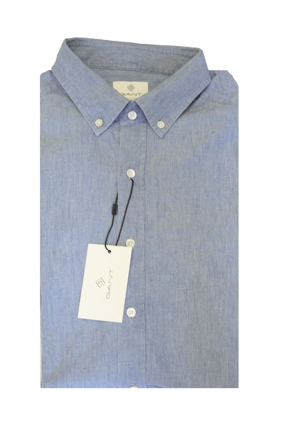 Diamond G Men's Fitted Chambray Button Down Shirt (384422), Medium, Light Indigo