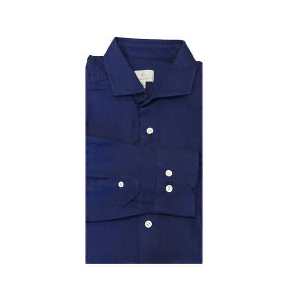 Gant Diamond G Men's Fitted Cocktail Cuff Amalfi Collar Dress Shirt (3050766), Medium, Persian Blue