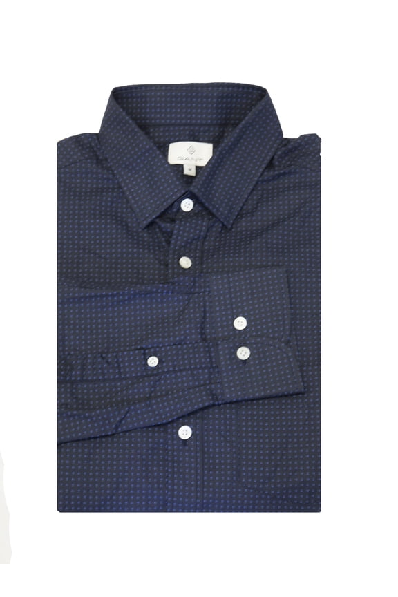 Diamond G Men's Fitted Linear Print Concealed Button Down Collar Shirt (363095), Teal Blue, Medium