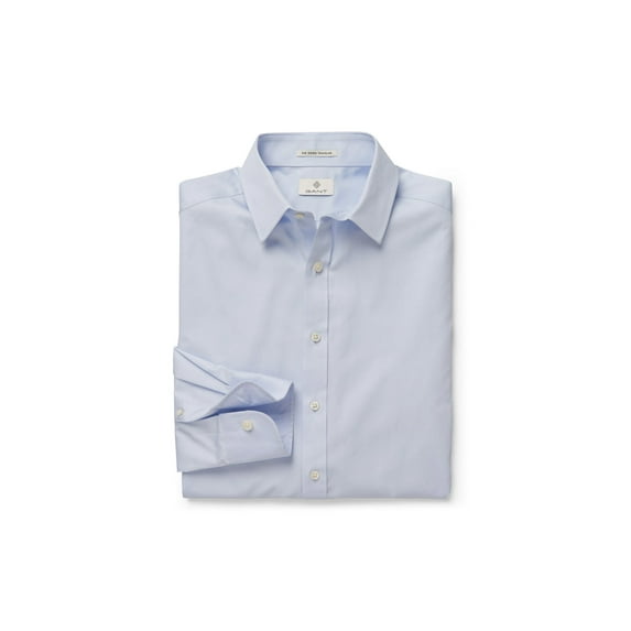 Gant Diamond G Men's Fitted Stretch Plain Sateen Town Collar Shirt (3050016), Hamptons Blue, 40