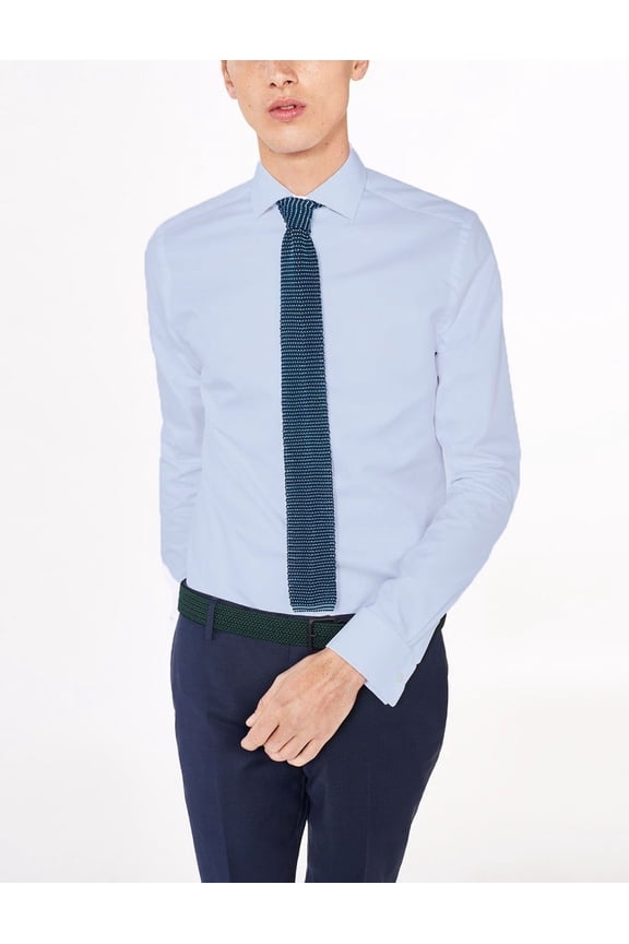 Diamond G Men's Luxe Twill Fit Spread Collar Shirt (369007), Hamptons Blue, 40