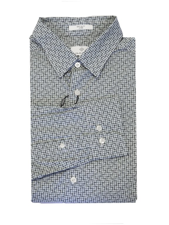 Diamond G Men's Mini Sqaure Print Fitted Hidden Button Down Collar Shirt (3050162), Medium, White