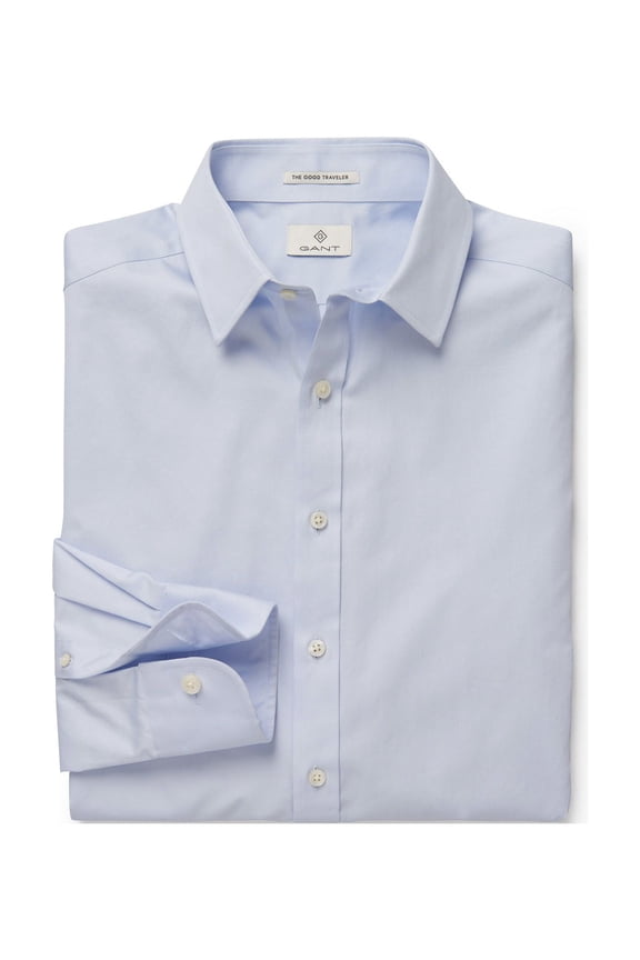 Diamond G Men's Plain Sateen Fitted Town Collar Shirt (384205), Hamptons Blue, 40