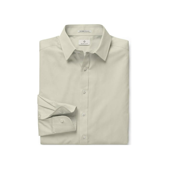 Gant Diamond G Men's Plain Sateen Fitted Town Collar Shirt (384205), Sandshell, 40