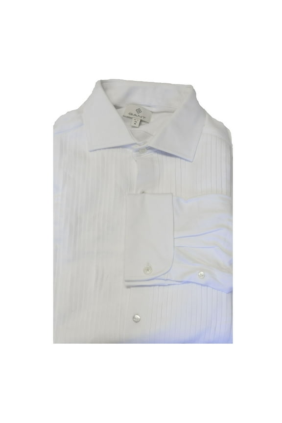 Diamond G Men's Pleat Bib Tux Fitted Spread Collar Dress Shirt  (3050866), White, 40