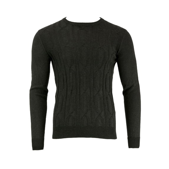 Gant Men's Cable Crew Neck Sweater, Charcoal Melange, Medium