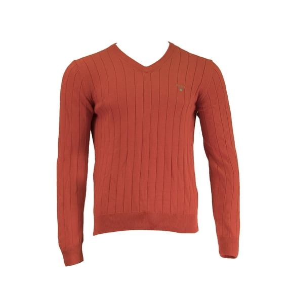 Gant Men's E. Cotton Rib V-Neck, Medium, Cyklamen Red
