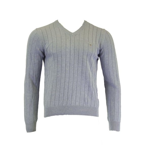 Gant Men's E. Cotton Rib V-Neck, Medium, Sea Blue Melange