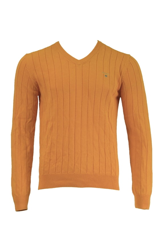 Men's E. Cotton Rib V-Neck, Medium, Tangerine