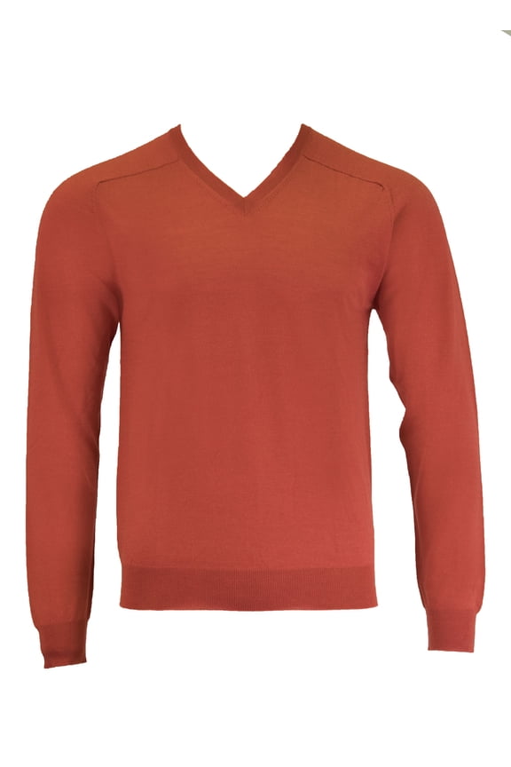 Men's Extra Fine Merino Silk Vee Sweater, Faded Rose, Medium