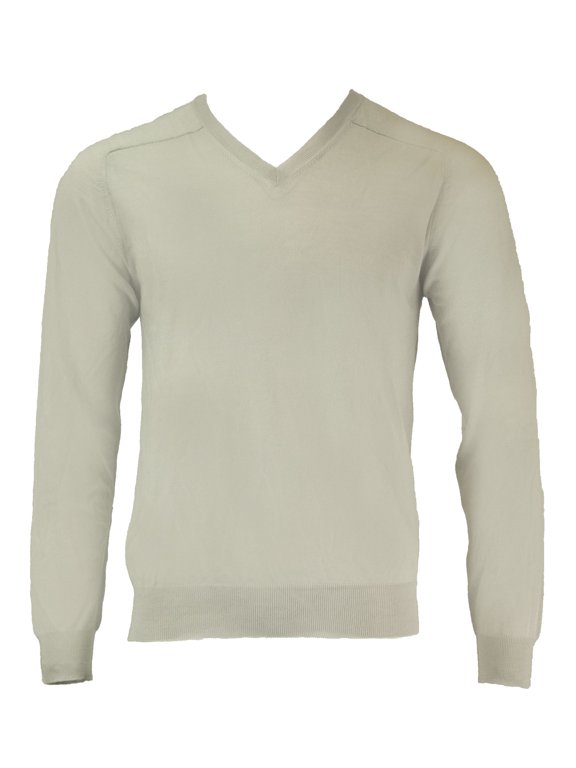 Men's Extra Fine Merino Silk Vee Sweater, Silver Cloud, Medium