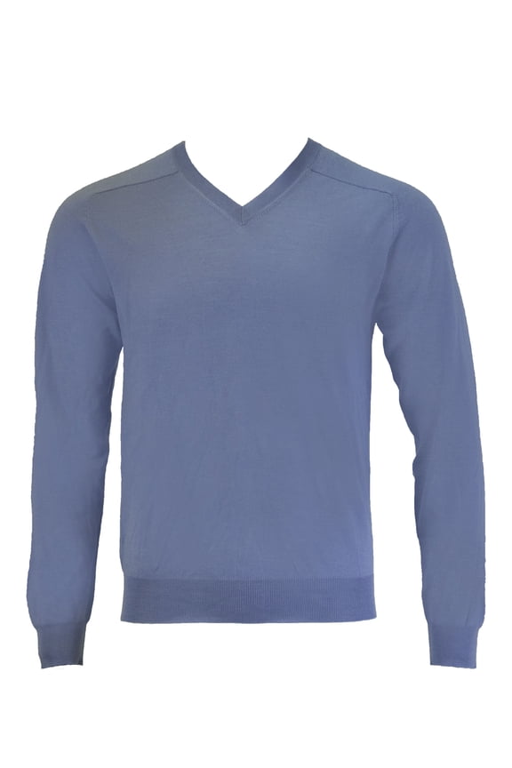 Men's Extra Fine Merino Silk Vee Sweater, Sky, Medium