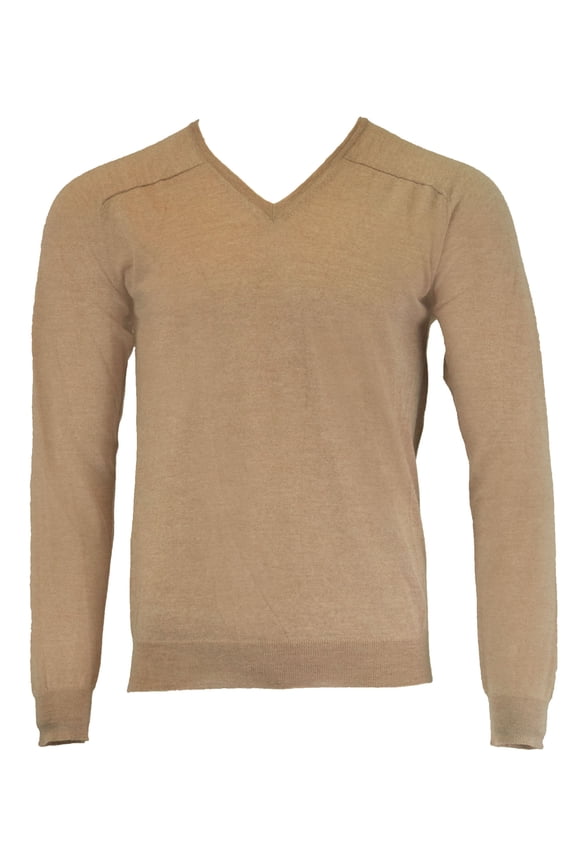 Men's Extra Fine Merino Vee Sweater, Medium, Latte