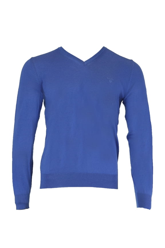 Men's Fine Merino Wool V-Neck Sweater, Medium, Nautical Blue