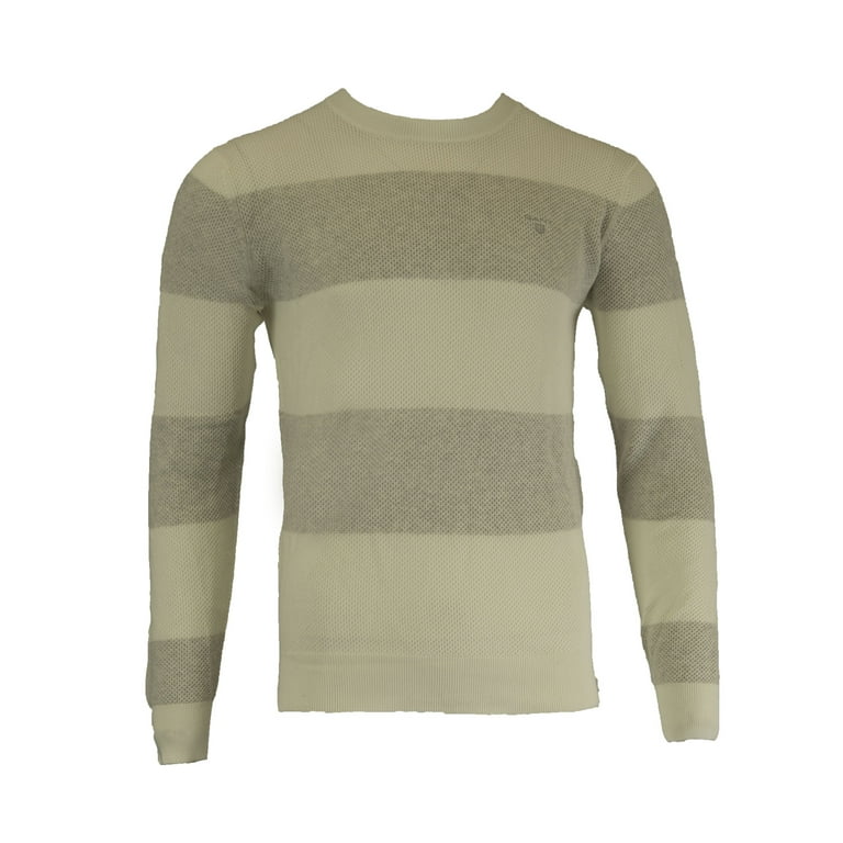 Gant Men's O Stripe Textured Crew Sweater, Medium, Cream 