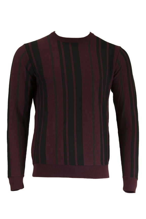 Men's O1 Varsity Stripe Crew, Medium, Dark Burgundy Melange