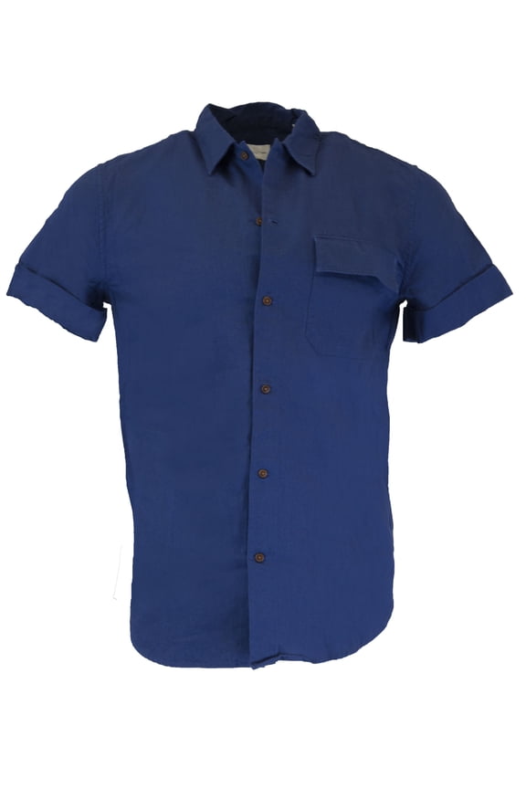 Rugger Men's Broken Twill Roll Up Short Sleeve Shirt (341175), Medium, Deep Sky