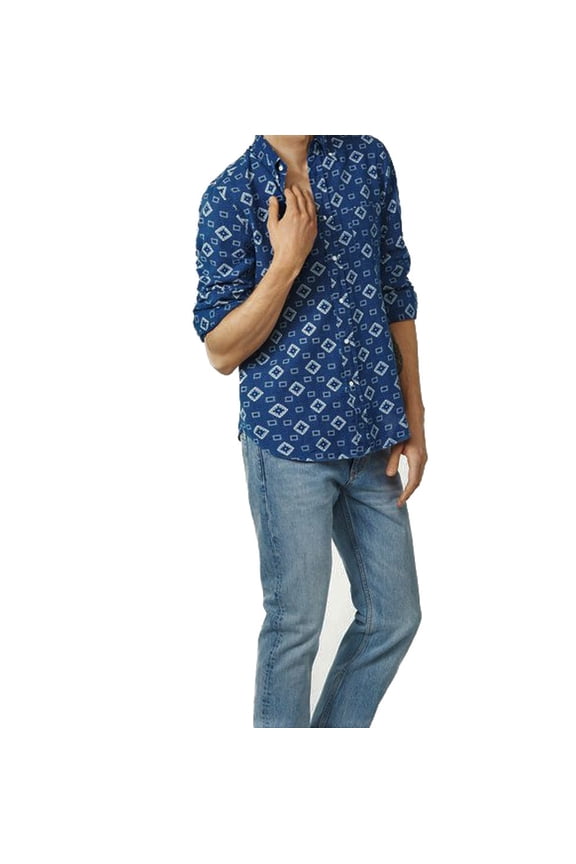 Rugger Men's Indigo Oxford Oblong Slim Fit Button Down Shirt (348/320), Medium, Dark Indigo