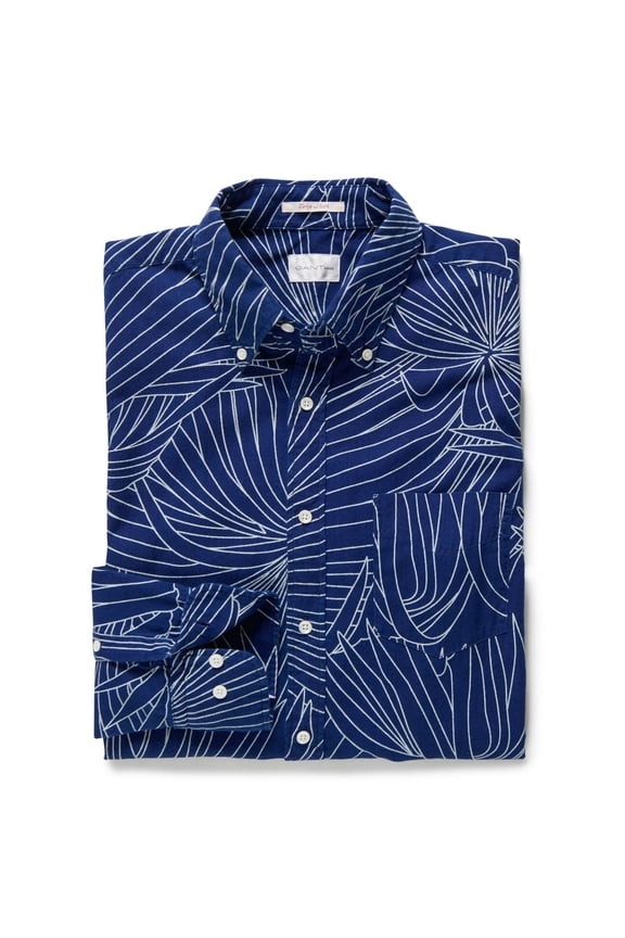 Rugger Men's Indigo Oxford Palm Long Shirt (341750), Medium, Dark Indigo