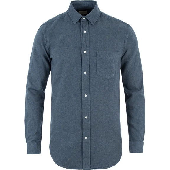 Gant Rugger Men's Melange Twill Fitted Point Collar Shirt 347917, Medium, Navy