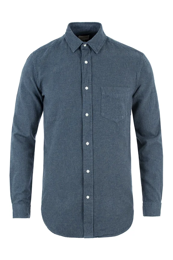 Rugger Men's Melange Twill Fitted Point Collar Shirt 347917, Medium, Navy