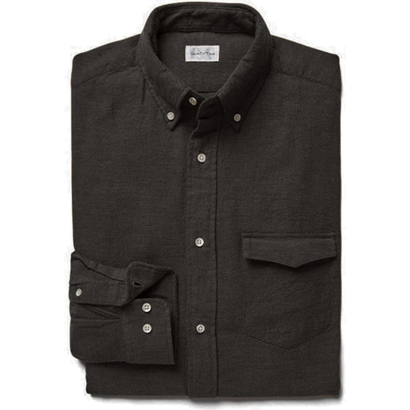 Gant Rugger Men's Plain Weave Button Down Shirt (344935), Medium, Charcoal Melange