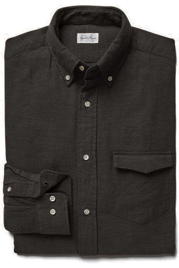 Rugger Men's Plain Weave Button Down Shirt (344935), Medium, Charcoal Melange