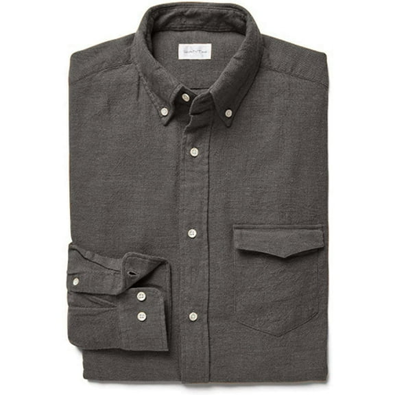 Gant Rugger Men's Plain Weave Button Down Shirt (344935), Medium, Dark Grey Melange