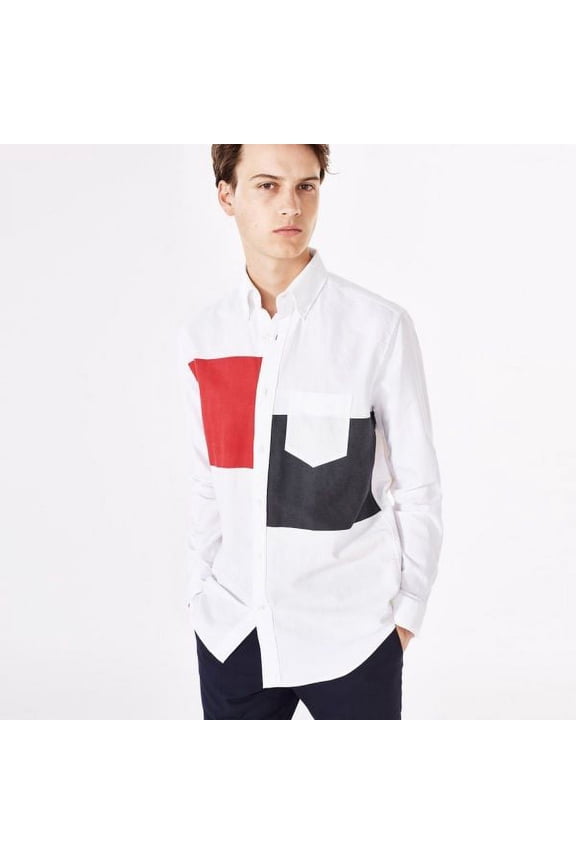 Rugger Men's Print Block Kick Ass Oxford Button Down Shirt 344995, Medium, White