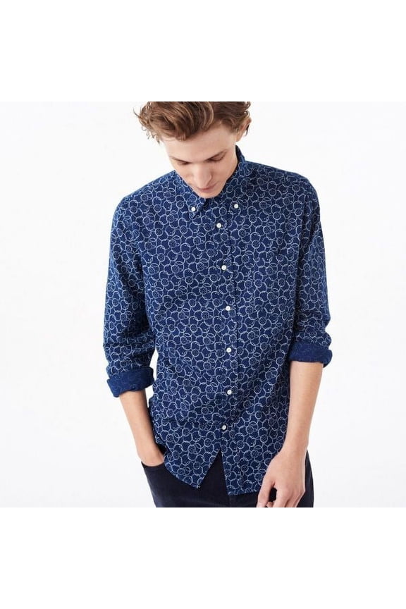 Rugger Men's Printed indigo Oxofrd Button Down Shirt (342390), Medium, Dark Indigo