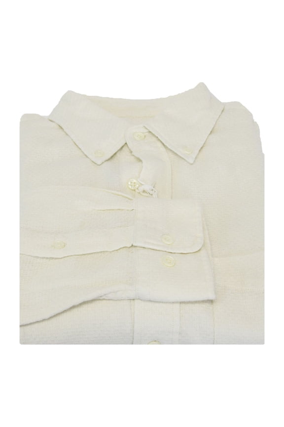 Rugger Men's Solid Dobby Slmi Fit Button Down Shirt (3081732), Medium, Cream