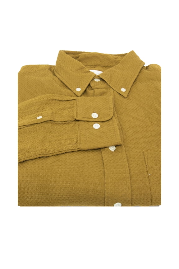 Rugger Men's Solid Dobby Slmi Fit Button Down Shirt (3081732), Medium, Hot Earth