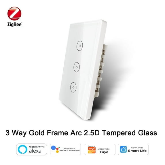 Gantch Smart Touch Wall Light Switch,Requires Tuya ZigBee Hub,Neutral Wire/N+L Wiring,No Capacitor,Smart Life APP Remote Control, Work with Alexa Google Home, 2MQTT,1/2 /3/4Gang White Black 2.5D