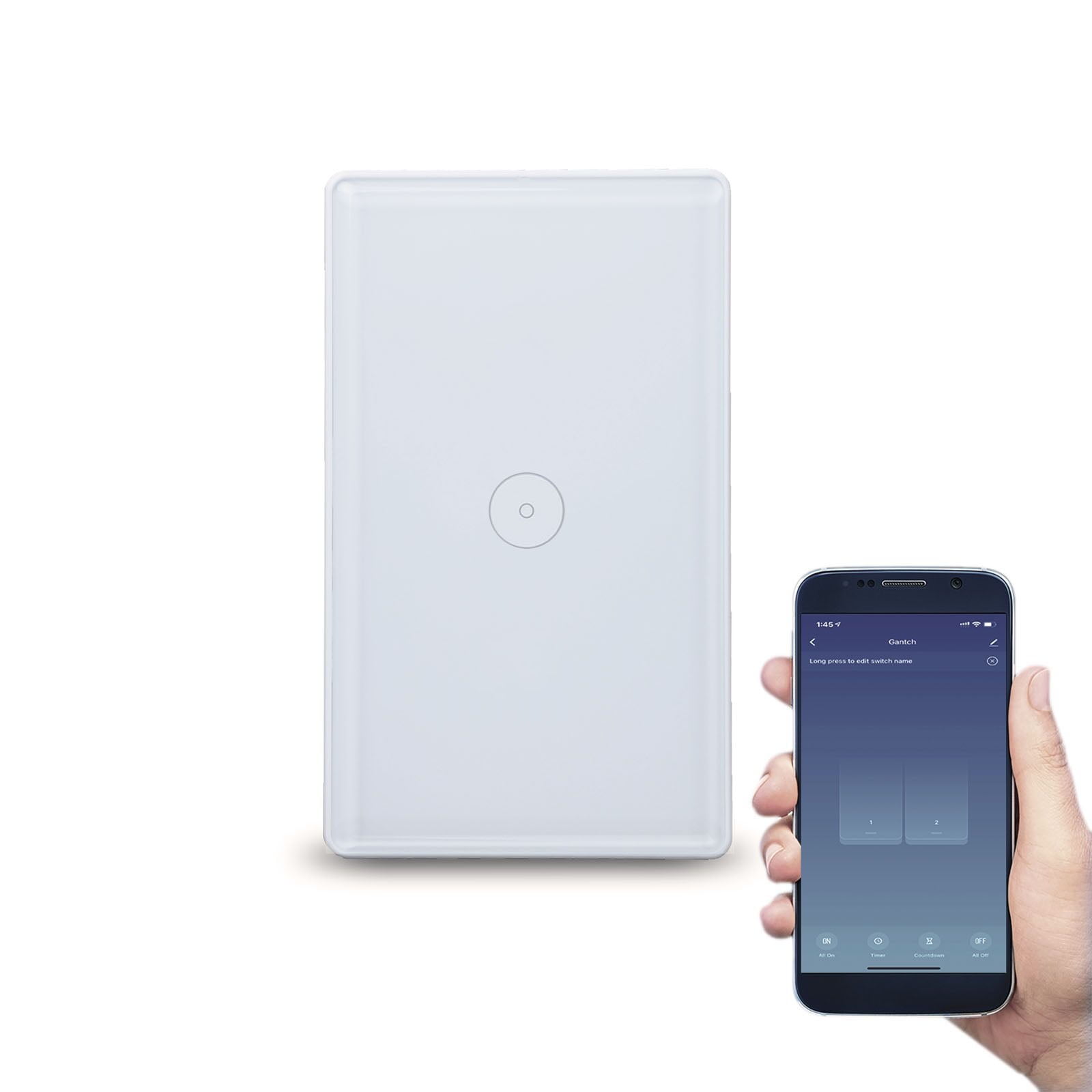 Gantch WiFi Smart Wall Light Switch,Glass Panel, 2.4GHz Wi-Fi Touch Switches, Neutral Wire Required, Remote Control Smart Life/Tuya App, Work with Alexa, Google Home White 1 Gang