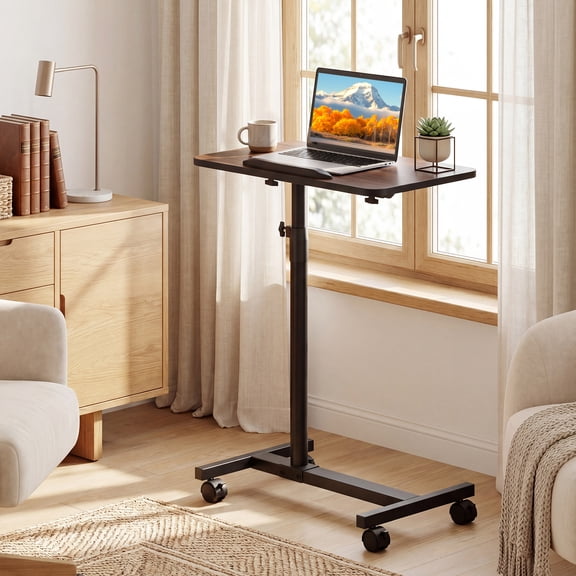 Gantex Tilting Bedside Table w/ Lockable Wheels, Portable Overbed Table, Mobile Standing Desk