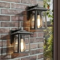 thumbnail image 1 of LNC Ganyum 2-Pack 11-in H Sandy Black Clear Glass Square Modern Outdoor Wall Light, 1 of 10